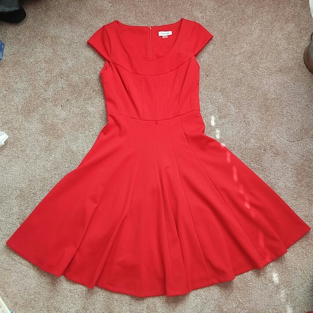 Calvin Klein Red Dress Size 2 EUC